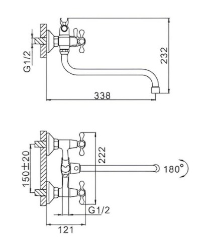 Смеситель для ванны Frap H09 F2209-2 универсальный Хром