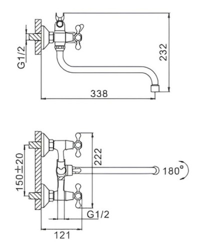Смеситель для ванны Frap H27 F2227 универсальный Хром
