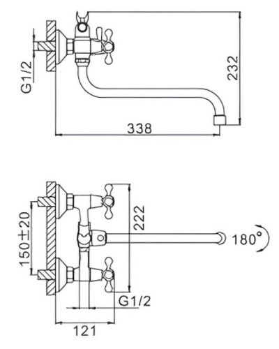 Смеситель для ванны Frap H27 F2227-2 универсальный Хром