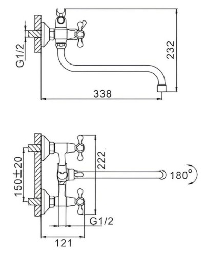 Смеситель для ванны Frap F2211 универсальный Хром