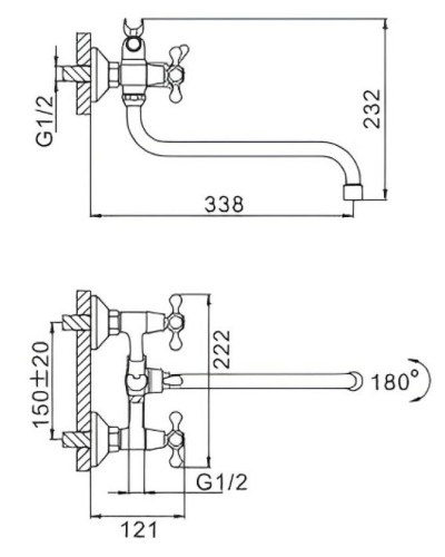 Смеситель для ванны Frap H12 F2212 универсальный Хром