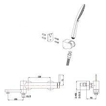 Смеситель для ванны и душа с поворотным изливом, держателем и ручным душем BelBagno ETNA ETN-SET-VDH-IN