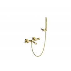 Смеситель для ванны и душа в комплекте с ручным душем, шлангом, держателем BelBagno UNO-VASM/DFS-ORO