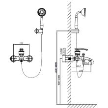 Смеситель для ванны с душем AltroBagno Beatrice 0210 Or