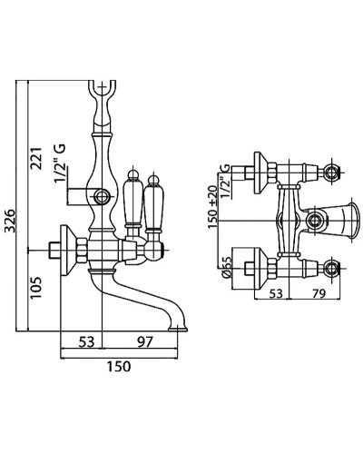 Смеситель для ванны Cezares First VD FIRST-VD-03/24-Bi Золото 24 карат