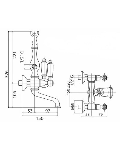 Смеситель для ванны Cezares First VD FIRST-VD-03/24-M Золото 24 карат