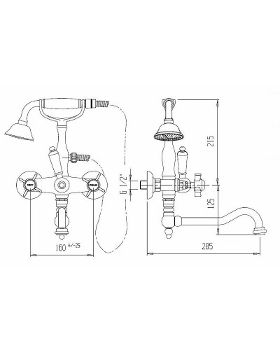 Смеситель для ванны Cezares First VDF FIRST-VDF-03/24-M Золото 24 карат