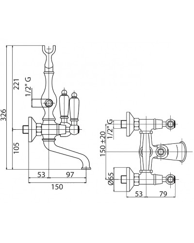 Смеситель для ванны Cezares Diamond DIAMOND-VD-02-Sw Бронза