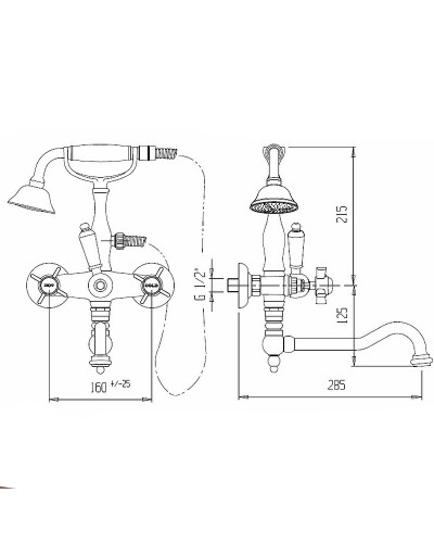 Смеситель для ванны Cezares Diamond DIAMOND-VDF-02-Sw Бронза