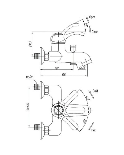 Смеситель для ванны Cezares Lira-C-VDM1-02 Бронза