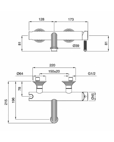 Смеситель для ванны Cezares Olimp VM-L OLIMP-VM-03/24-L Золото 24 карат
