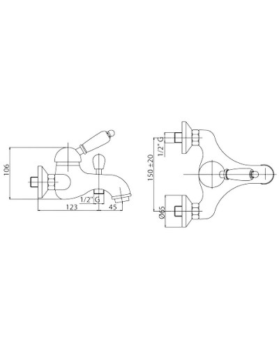 Смеситель для ванны Cezares Vintage VINTAGE-VDM-03/24-Sw Золото 24 карат