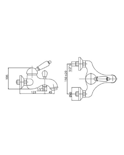 Смеситель для ванны Cezares Vintage VINTAGE-VM-03/24-Sw Золото 24 карат