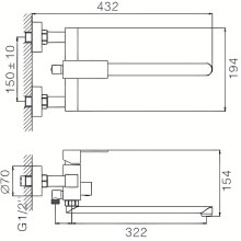 Смеситель для ванны Haiba HB22803-7 универсальный Черный матовый