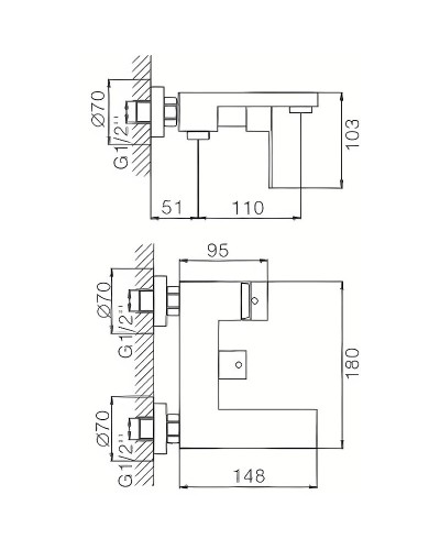 Смеситель для ванны Haiba HB60803-7 Черный матовый