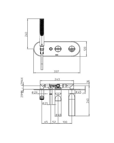 Смеситель для ванны Bossini Apice Z00555.073 Черный матовый