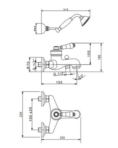 Смеситель для ванны Migliore Ermitage 18611 Бронза