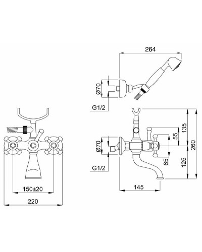 Смеситель для ванны Migliore Lady 18848 Золото