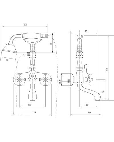 Смеситель для ванны Migliore Provance 19479 Золото