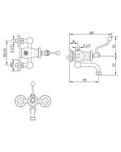 Смеситель для ванны Migliore Vivaldi 19545 Золото