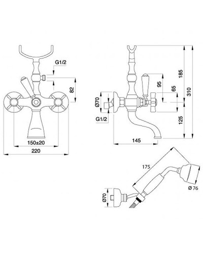 Смеситель для ванны Migliore Princeton 19344 Бронза