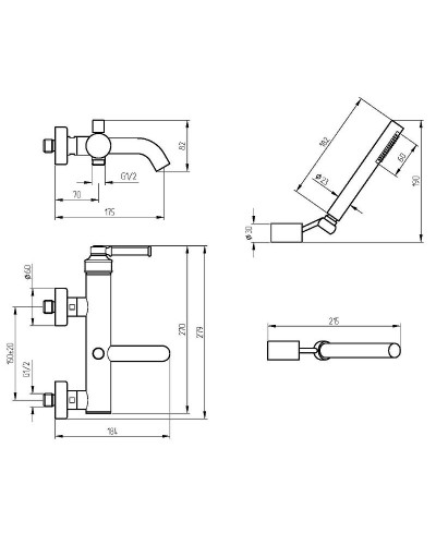 Смеситель для ванны Migliore Ermitage Mini 30851 Черный матовый