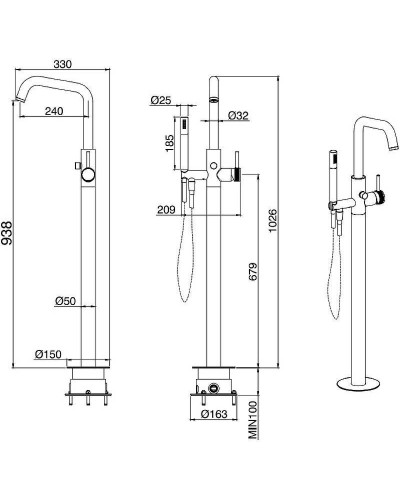 Смеситель для ванны Allen Brau Priority 5.31008-BN Никель брашированный