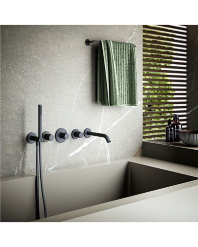 Смеситель для ванны Paffoni Modular Box MDE001NO с термостатом Черный матовый