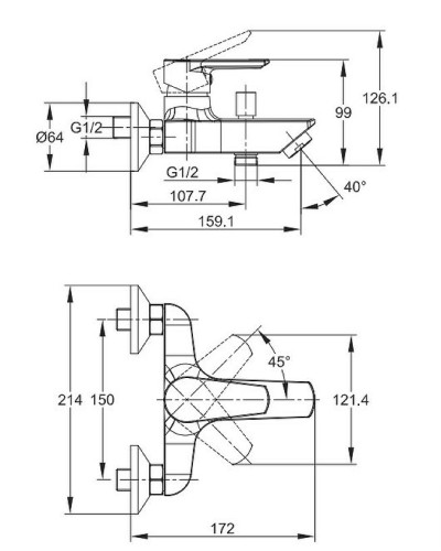 Смеситель для ванны Cersanit Vero 63061 Хром