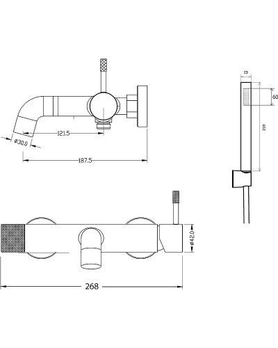 Смеситель для ванны Boheme Uno 463-G Золото