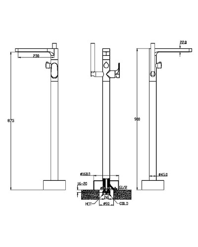 Смеситель для ванны Boheme Spectre 459-G Золото