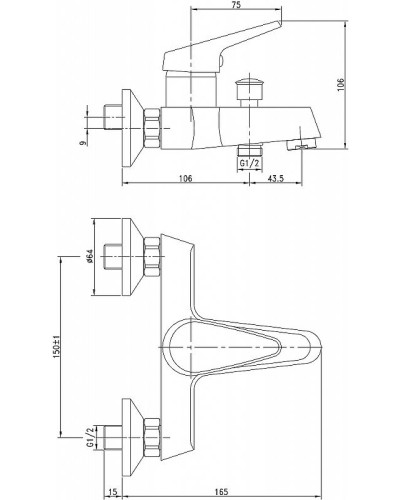 Смеситель для ванны Aquanet Round Handle SD90701.02 Хром
