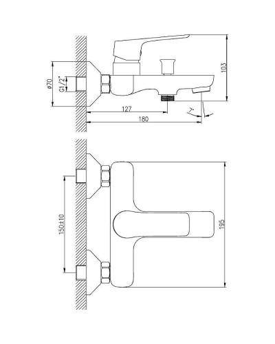 Смеситель для ванны Koller Pool Kvadro Start KS0100 Хром