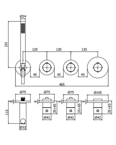 Смеситель для душа Paffoni Modular Box MDE000CR с термостатом Хром
