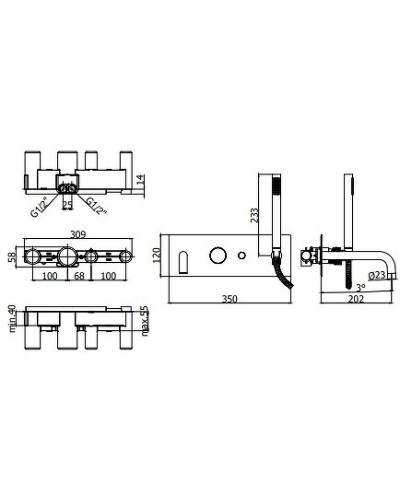 Смеситель для ванны Paffoni Jo JO001NO Черный матовый