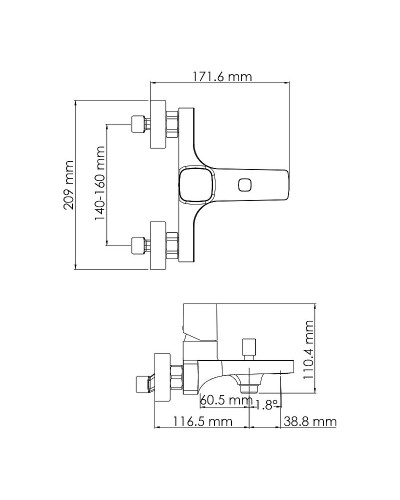 Смеситель для ванны WasserKRAFT Naab 8601 Хром