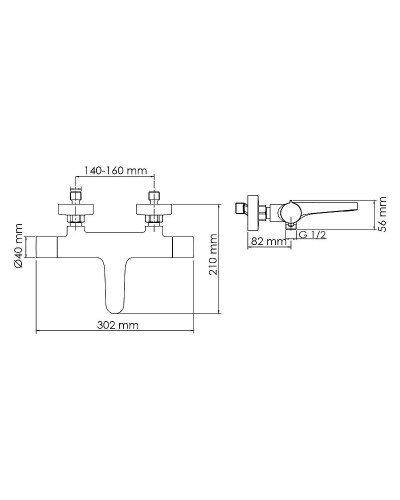 Смеситель для ванны WasserKRAFT Elbe 7411 Thermo с термостатом Черный