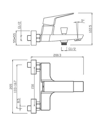 Смеситель для ванны Paini Torre 98YO111 Черный матовый