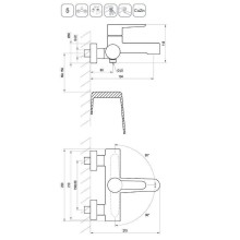 Смеситель для ванны Ravak Puri PU 022.20/150 X070185 Черный матовый