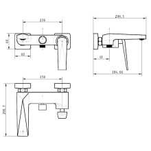 Смеситель для ванны Boheme Venturo 373-SGM Оружейная сталь глянцевая