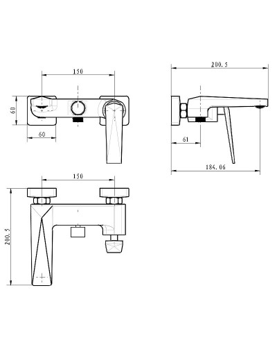 Смеситель для ванны Boheme Venturo 373-SGM Оружейная сталь глянцевая