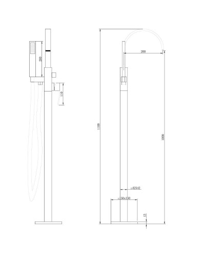 Смеситель для ванны Abber Wasserfall AF8615B Черный матовый