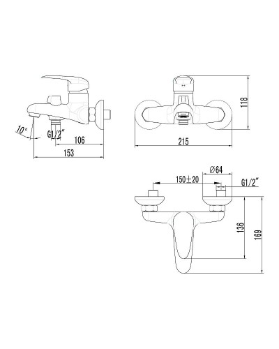 Смеситель для ванны Lemark Pramen LM3314C Хром