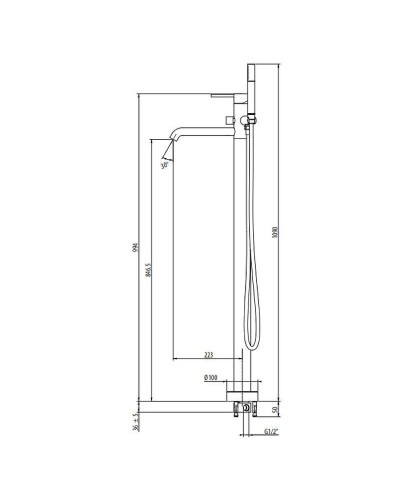 Смеситель для ванны Gattoni Circle Two 9108/91NO Черный матовый