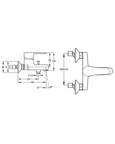 Смеситель для ванны Jacob Delafon July E16033-4 Хром