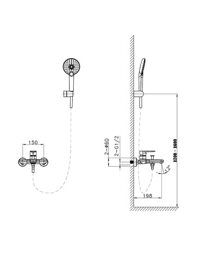 Смеситель для ванны AltroBagno Diretto 0209 Bi