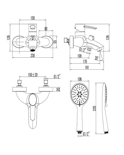 Смеситель для ванны Lemark Atlantiss LM3254C Хром