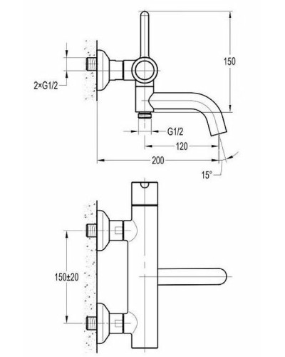 Смеситель для ванны Cezares Eco ECO-VD-NOP Черный матовый