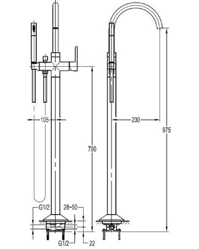 Смеситель для ванны Cezares Eco ECO-VDP-BORO Брашированное золото