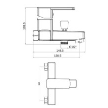 Смеситель для ванны Orange OneLife P06-100b Черный матовый